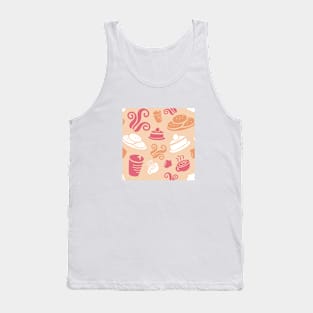 Cafe Orange Vibe Coffee Dessert Sweets Pattern Tank Top